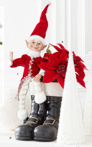 Red Fur Trimmed Posable Elf Jester