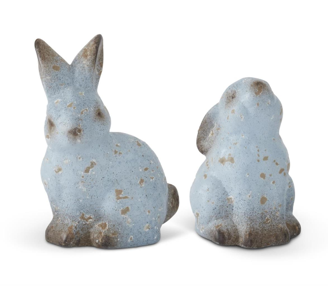 WEATHERED BLUE TERRACOTTA BUNNIES - 2 Options