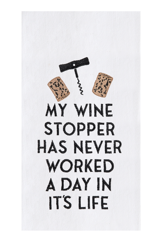Wine Stopper Flour Sack Kitchen Towel