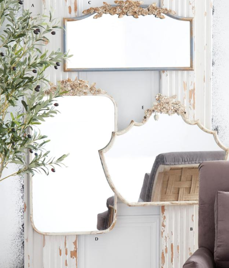 Whitewashed and Gold Ornate Metal Framed Wall Mirror