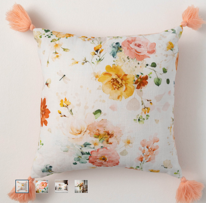 WILDFLOWER WATERCOLOR PILLOW