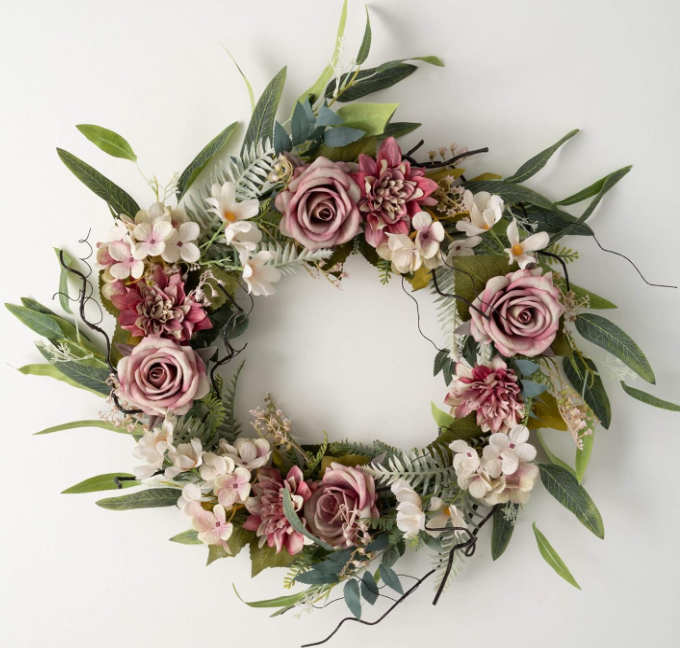 Rose and Hydrangea Wreath - 28"