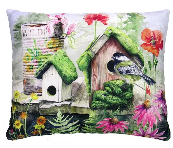 Garden Birdhouses Pillow
