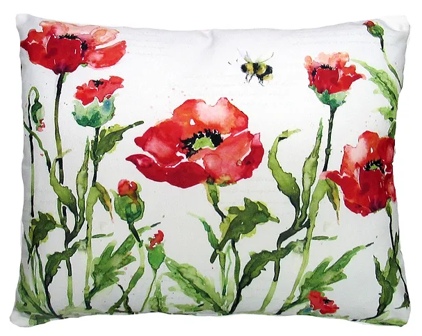 Poppies and Bee Pillow