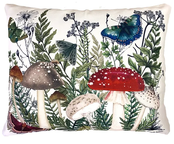 Botanical Mushrooms Pillow