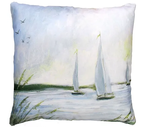 Sailboats Pillow Square