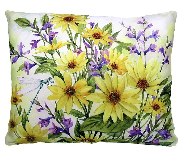 Yellow and Purple Flowers Pillow