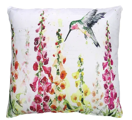 Foxgloves w/ Hummingbird Pillow Square
