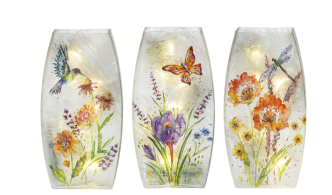 Butterfly, Dragonfly, & Hummingbird Contemporary Vase Light Up