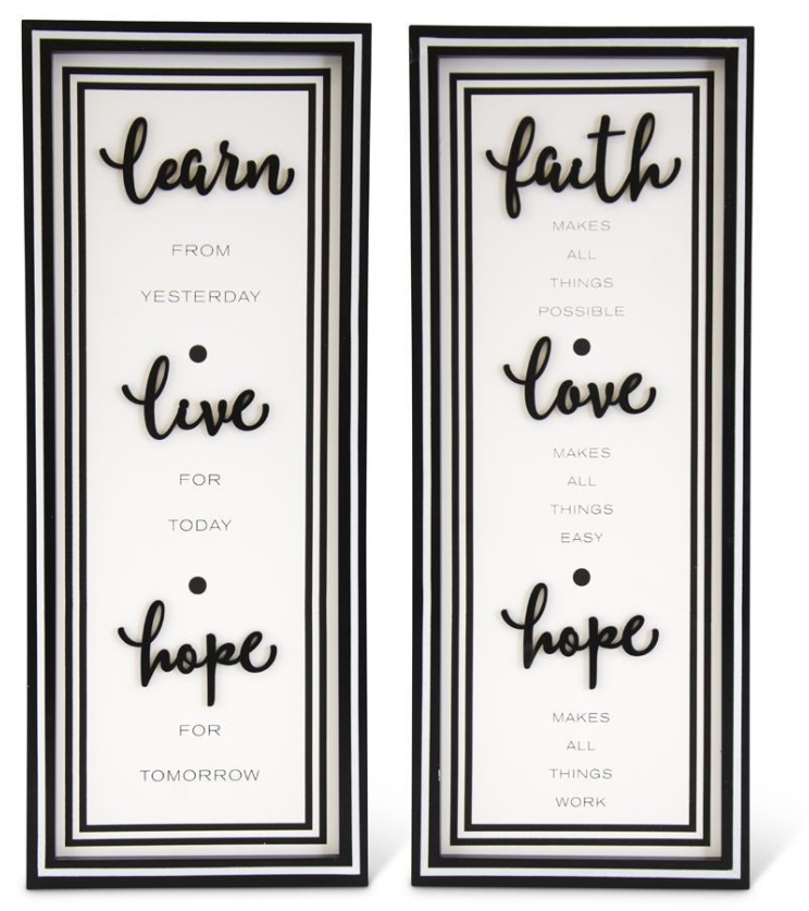 BLACK & WHITE VERTICAL WOODEN RECTANGLE INSPIRATION SIGNS - 2 Options
