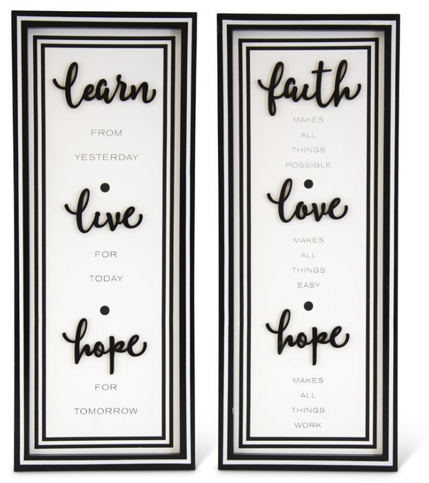 BLACK & WHITE VERTICAL WOODEN RECTANGLE INSPIRATION SIGNS - 2 Options