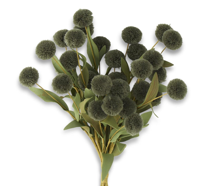 Green Pompom Pick with Green Eva Leaves Bundle