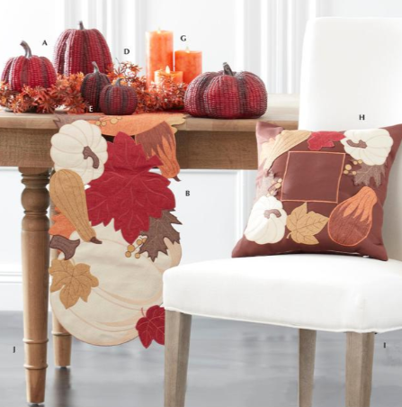BROWN EMBROIDERED PUMPKINS & FALL LEAVES PILLOW