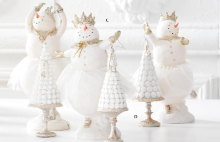 Glittered Snowman Ballerina Figurines