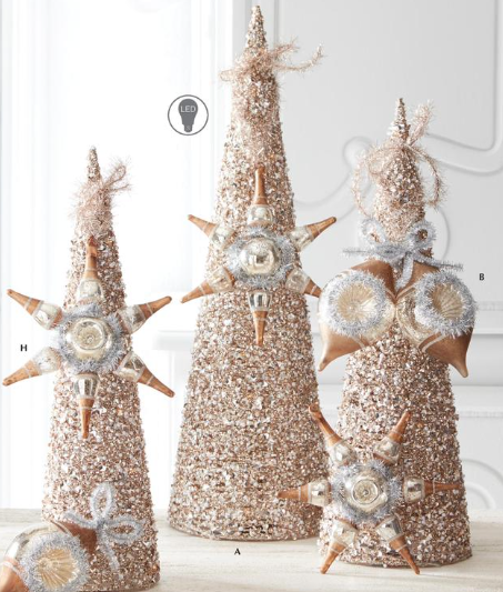 Champagne Sequins & Bead Embellished Trees
