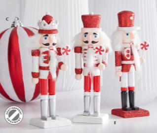 Red and White Glittered Wood Nutcrackers