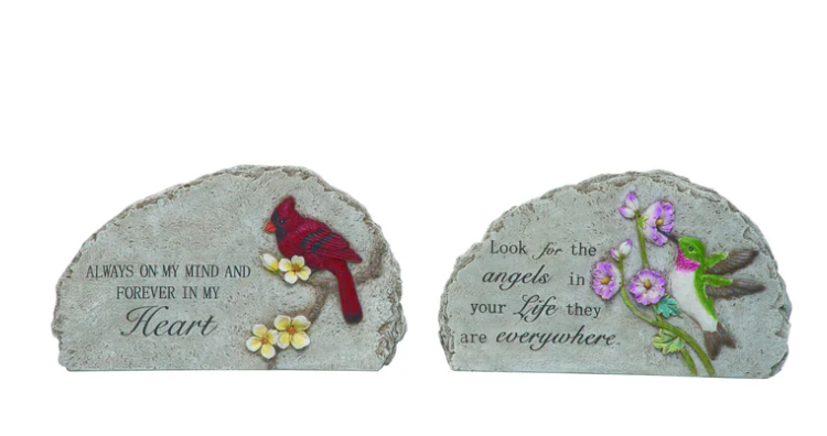 Resin Stone Bird Memorial Stepping Stone 2 Asst