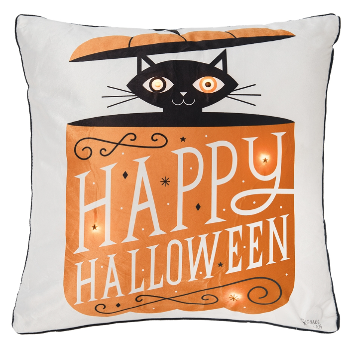 Festive Fright Cat LED Pillow