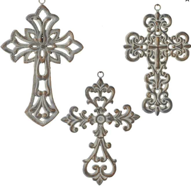 Grey wash with Gold Cross Wall Decor - 3 Styles