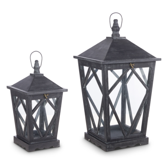 Black Wood Lanterns - 2 Sizes