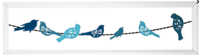 Framed Blue Birds on Wire Wall Decor