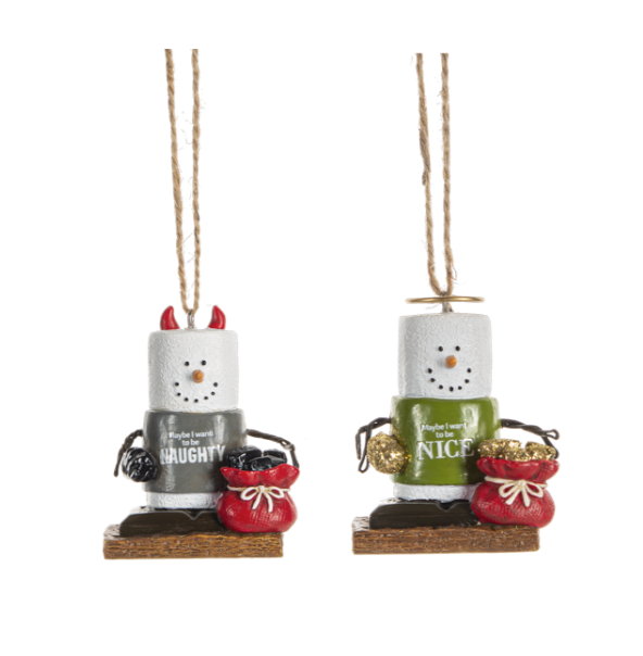 S'mores Naughty & Nice Ornaments - 2 Styles