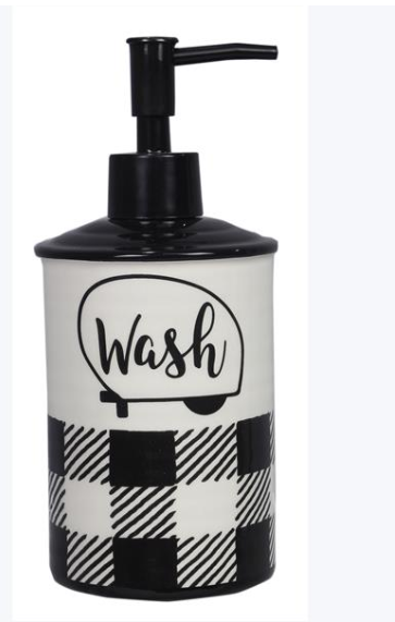 Happy Camper Buffalo Plaid Ceramic Soap Dispenser
