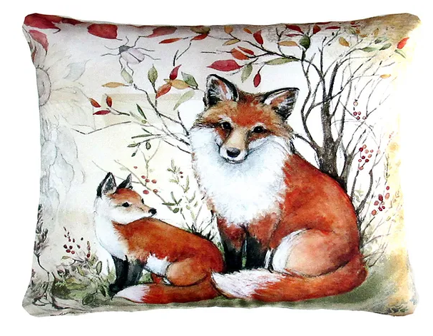 Mother Fox & Baby Pillow - Rectangle