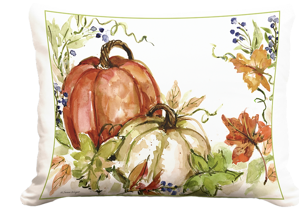 Pumpkins w/ Leaves Pillow - Rectangle