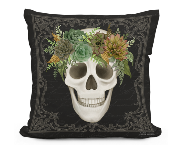 Skull w/ Crown Pillow - Square