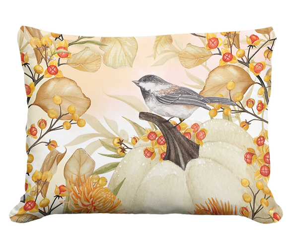 Birds w/ Pumpkins 2  Pillow - Rectangle