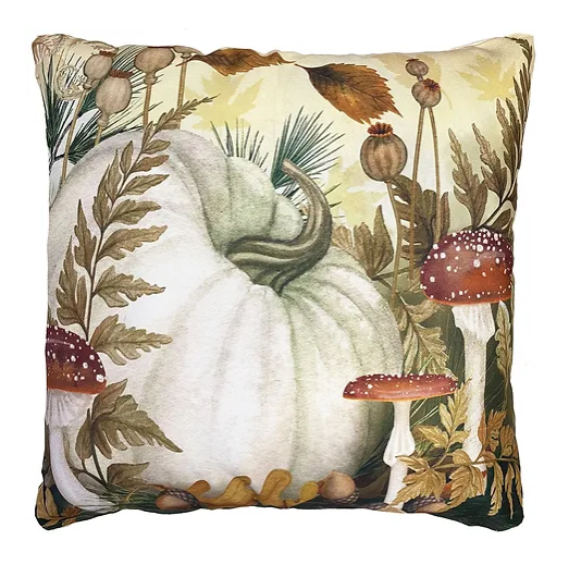 Fall Pumpkins w/Mushrooms Pillow - Square