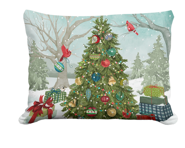 Christmas Tree & Gifts Pillow - Rectangle