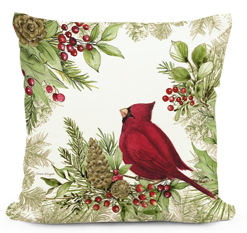 Cardinal & Berries 2 Pillow - Square