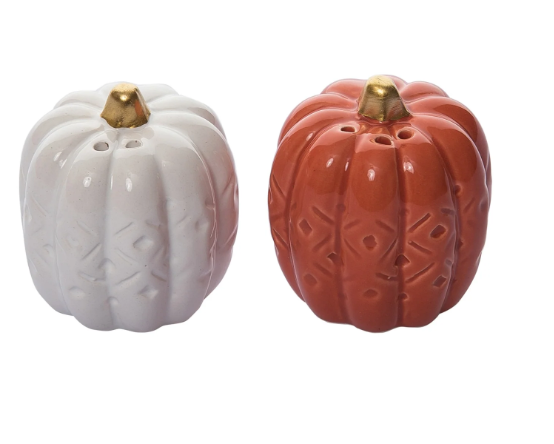 Patterned Accent Pumpkin Salt & Pepper