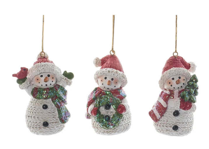 Knit Snowman Orn - 3 Asst