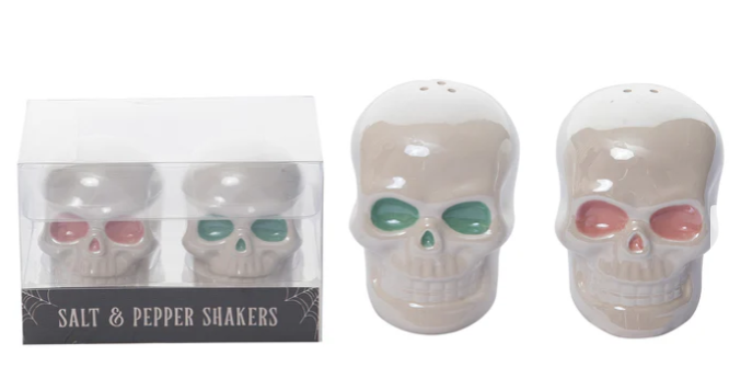 Iridescent Skull Salt & Pepper Shakers