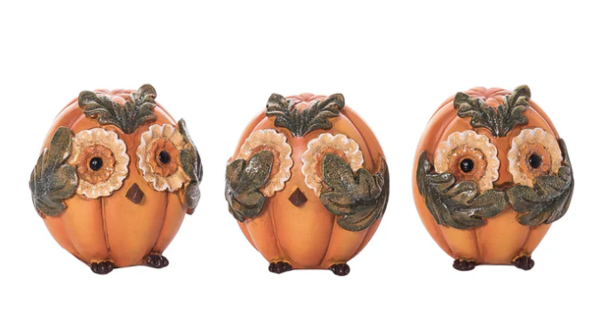 See Hear Speak No Evil Harvest Owl Fig 3 Asst