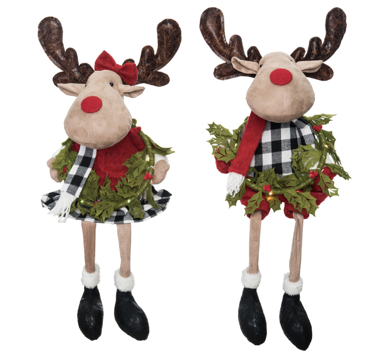 Plush Light Up Buffalo Check Moose Shelf Sitter 2 Asst