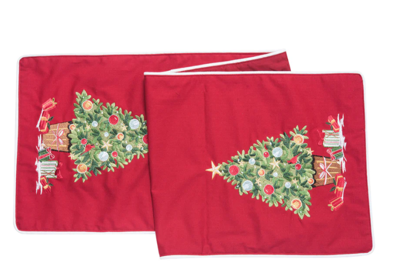 Holiday Tree Embroidered Table Runner - 72"