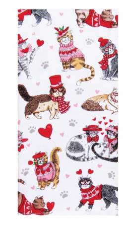 Valentine Pet Love Cats Mew Dual Purpose Terry Towel