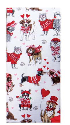 Valentine Pet Love Dogs Dual Purpose Terry Towel