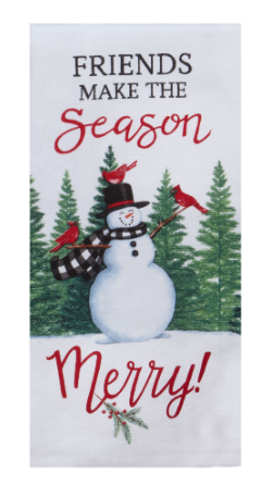 Winter Cardinal Snowman Dual Purpose Terry Towel