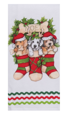 Bowie Wowie Christmas Stocking Pups Dual Purpose Terry Towel