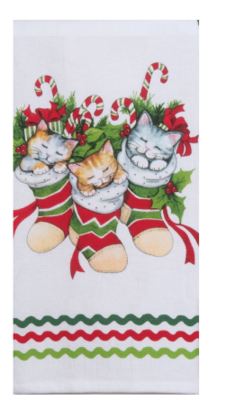 Meowy Christmas Stocking Dual Purpose Terry Towel