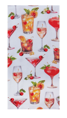 Sweet Cherry Cocktails Dual Purpose Terry Towel