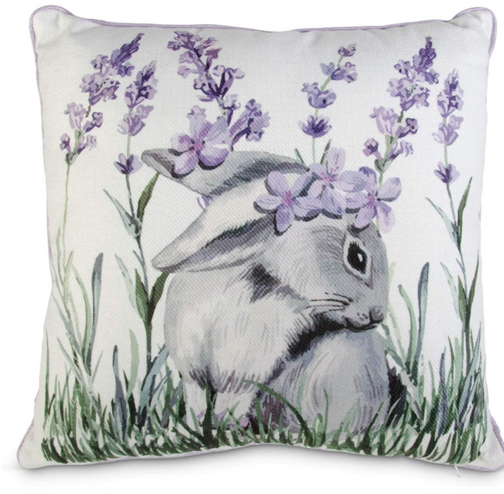 Lavender and Bunny Pillow - Square