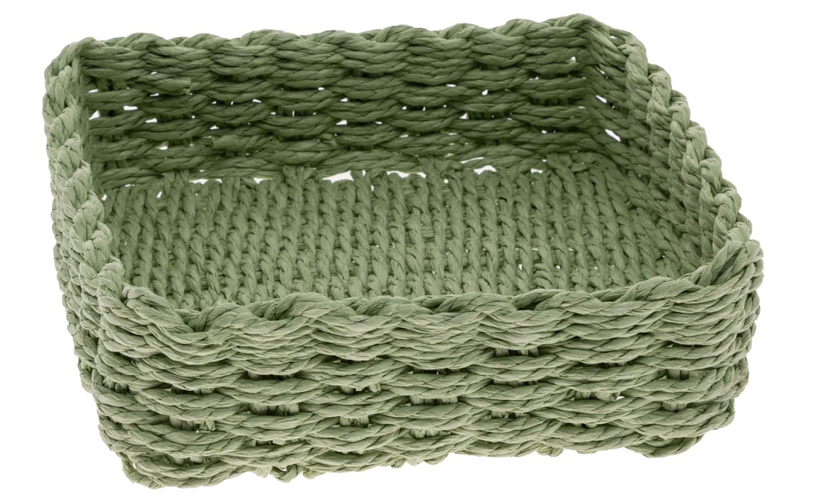 Woven Green Basket Napkin Holder Caddy - 2 Sizes