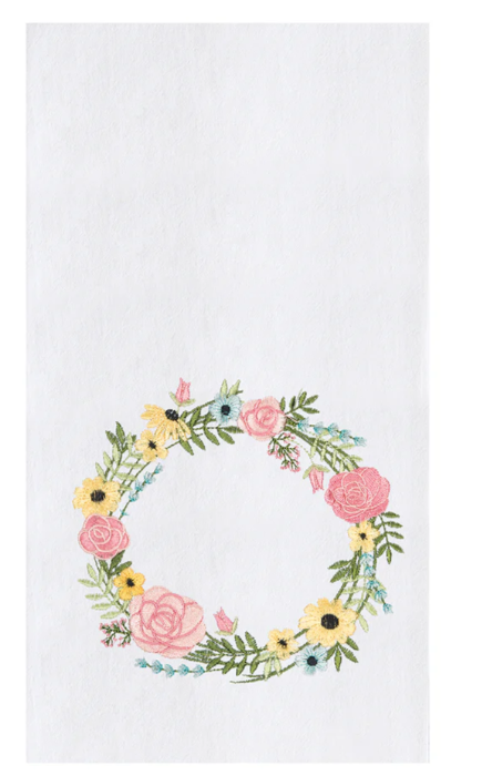Spring Bloom Wreath Kitchen Towel