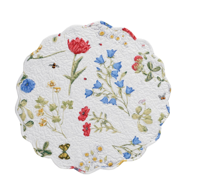 Wildflower Scalloped Round Placemat - 2 Styles